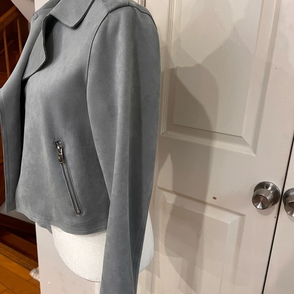 Anthropologie Light Gray Leather Jacket size M - Picture 6 of 11